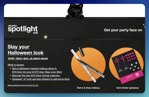 Free NYX Halloween Makeup Demo and Gem Sticker at Target